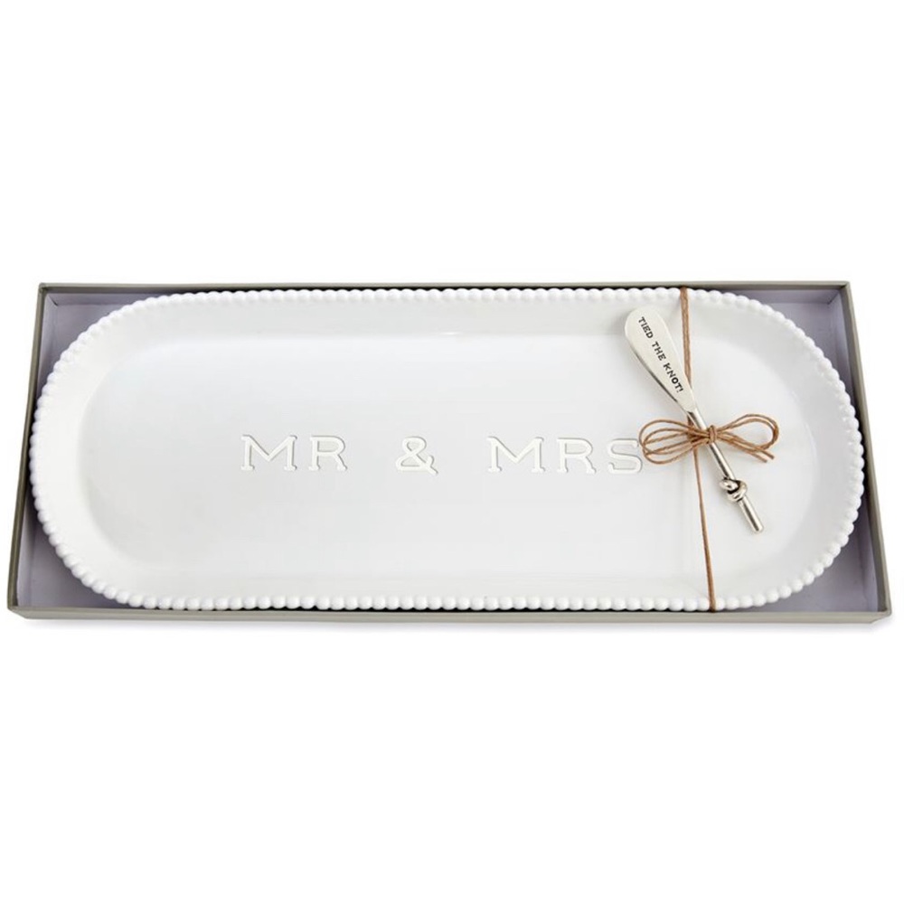 NWT Mr & Mrs Mud Pie beaded serving platter